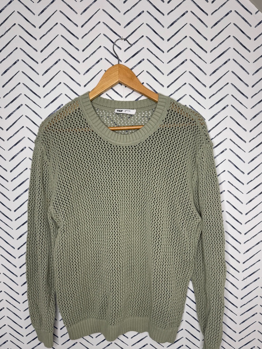 NWOT TNA Cotton Beaumont Crewneck Sweater Sage Green Medium *mint condition